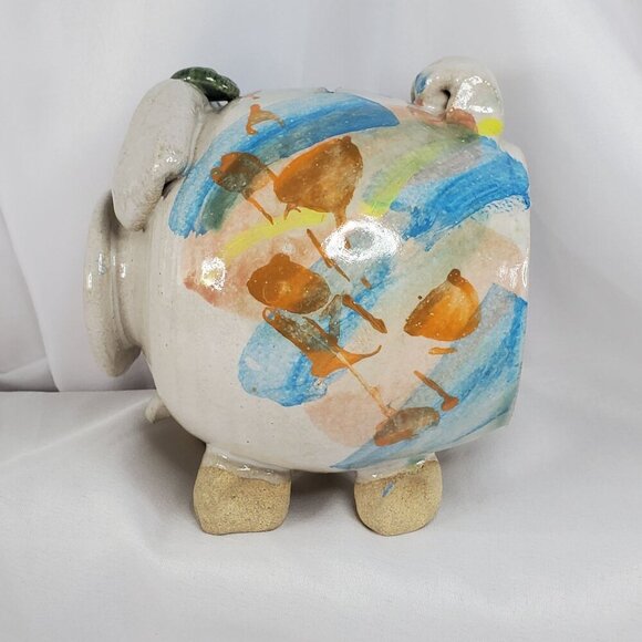 Vtg Piggy Bank Studio Art Pottery Ceramic Glazed Pig, Cowboy Hat & Large Snout - Picture 12 of 16